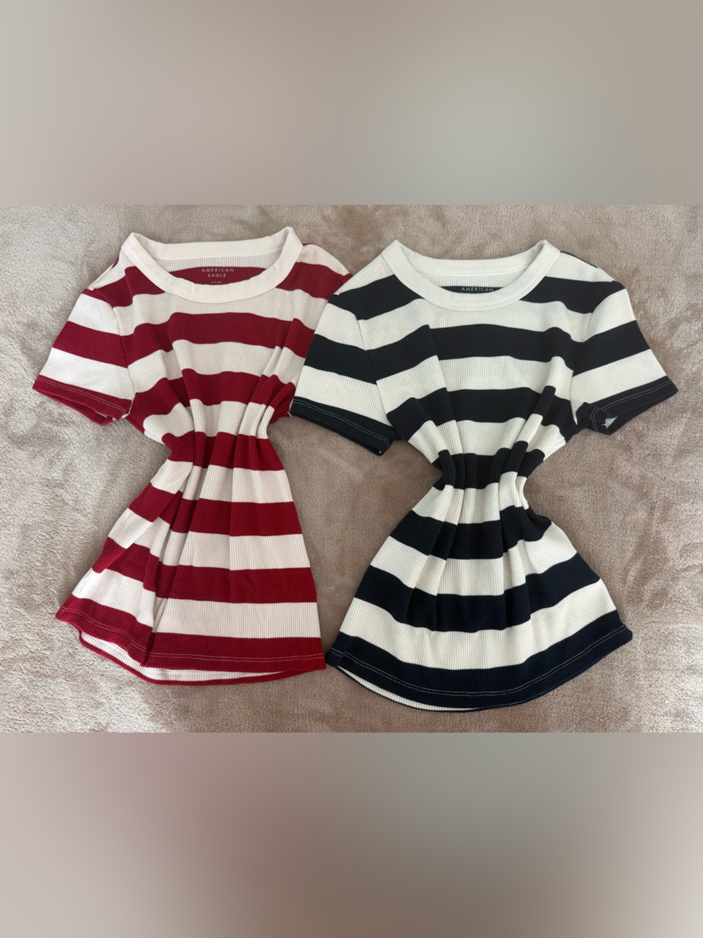 American Eagle striped baby tees bundle red and white navy blue and white